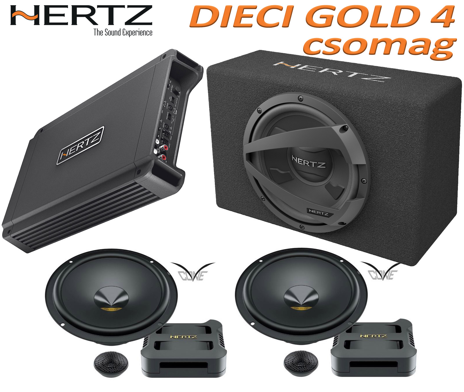 Hertz Dieci Gold 4 csomag - HCP 4 erősítő + DPK 165.3 hangszórószett + DBX 30.3 