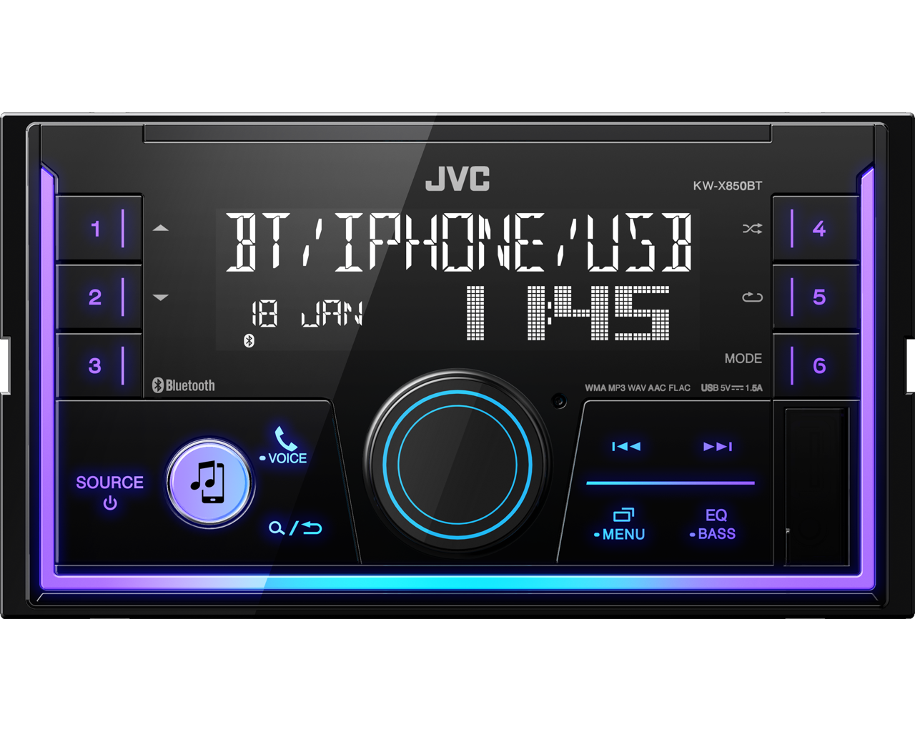 JVC - KW-X850BT - 2 DIN méretű Bluetooth autórádió