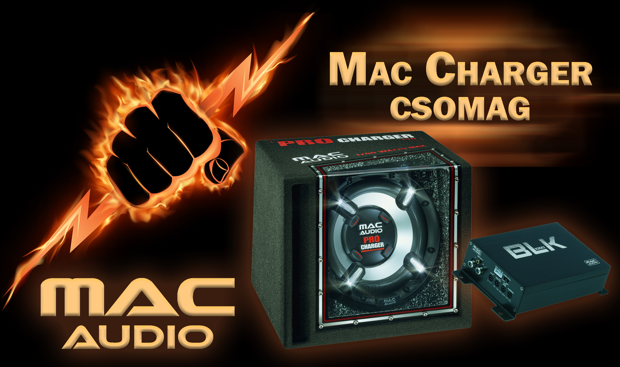  Macaudio Mac Charger csomag - Pro Charger mélynyomóláda és BLK 1000 erősítő 